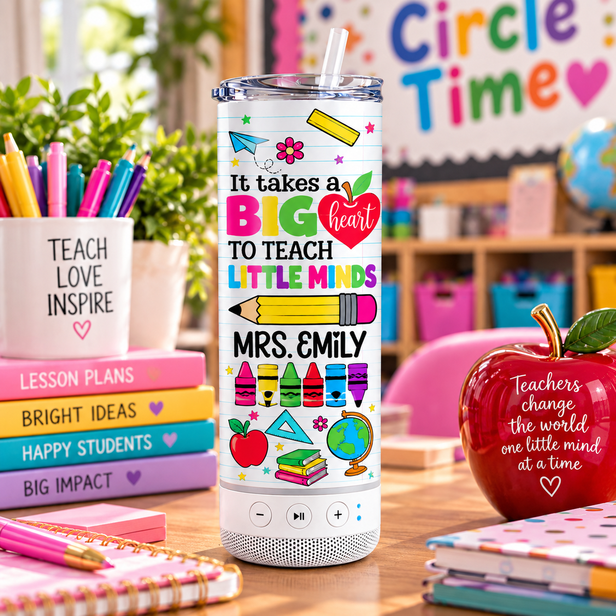 Personalized Teacher Speaker Tumbler | 20 oz Skinny Speaker Tumbler