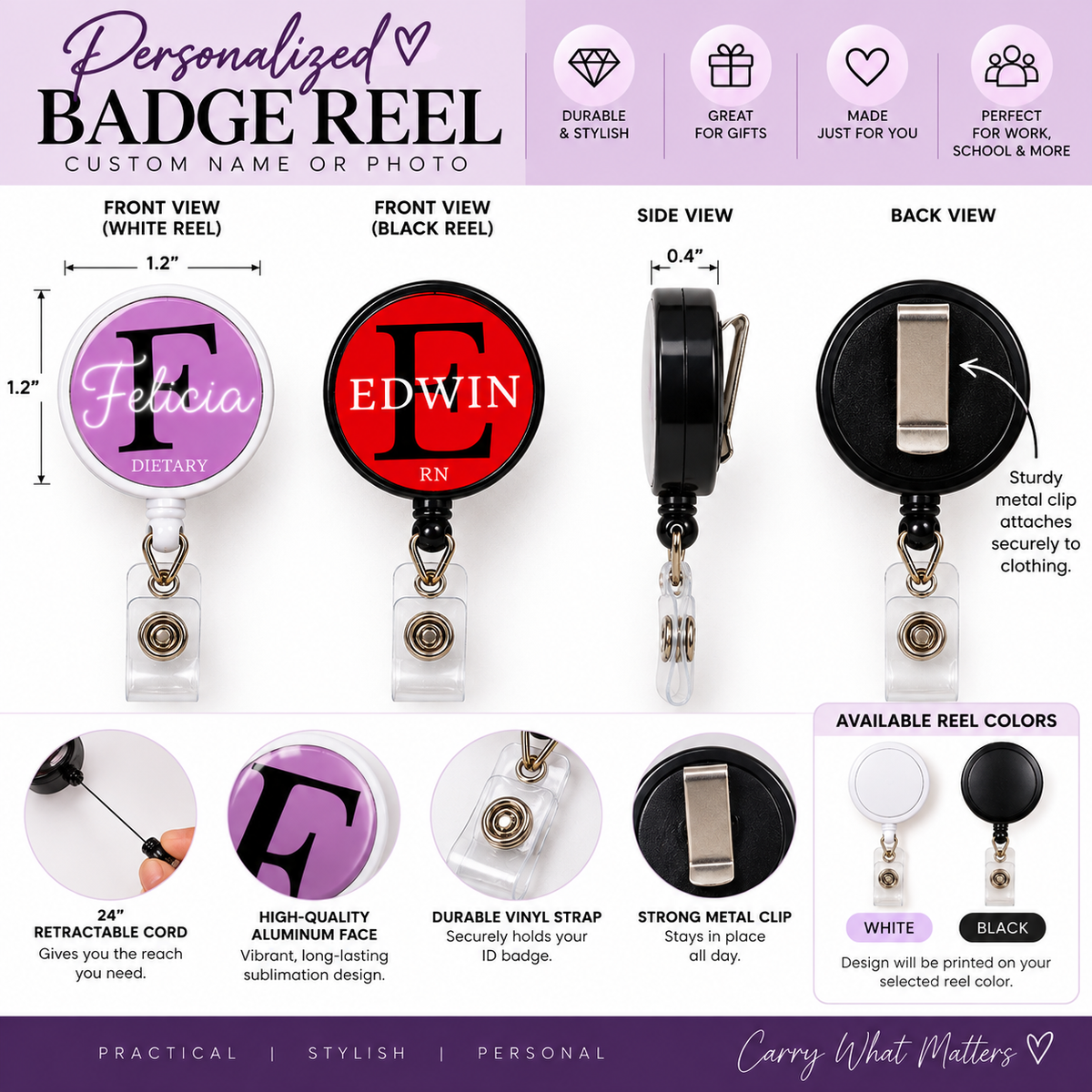 Personalized Badge Reel | Custom Name or Photo