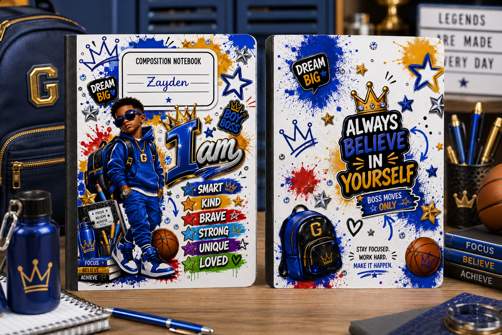 Young Legends™ – Dream Big Legend | Personalized Boy Boss Composition Notebook