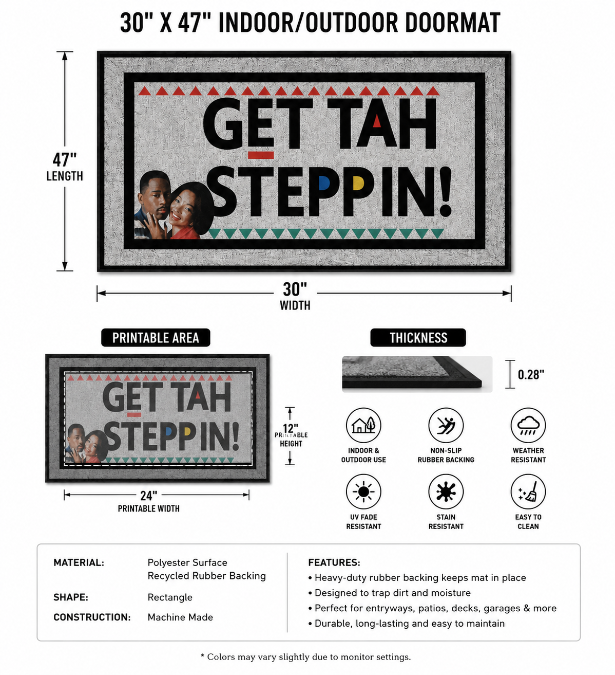Get Tah Steppin' Funny Welcome Doormat | Indoor & Outdoor Entry Mat